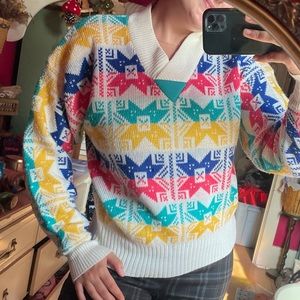 Vintage snowflake patterned sweater